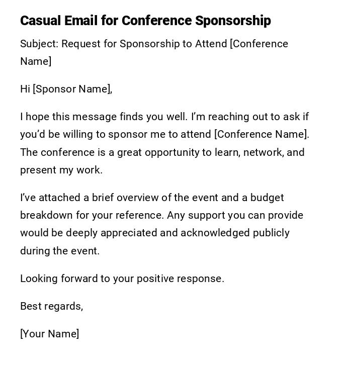 Casual Email for Conference Sponsorship