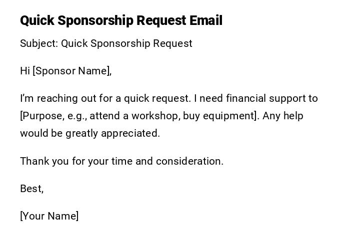 Quick Sponsorship Request Email