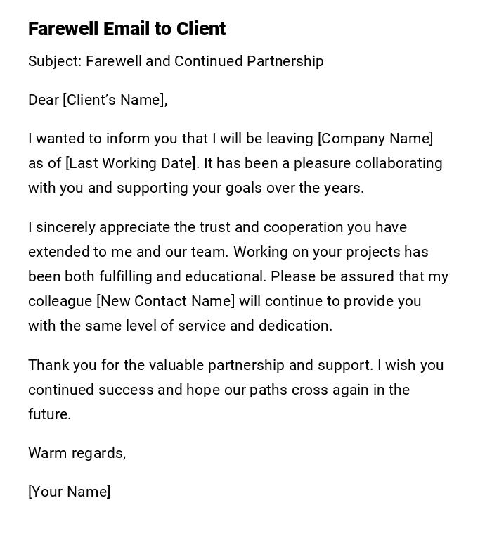 Farewell Email to Client