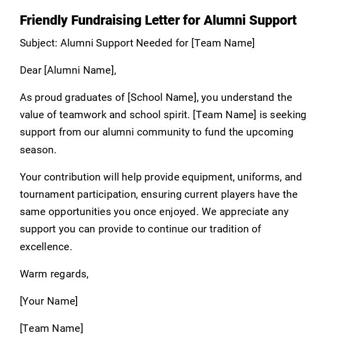 Friendly Fundraising Letter for Alumni Support Friendly Fundraising Letter for Alumni Support
