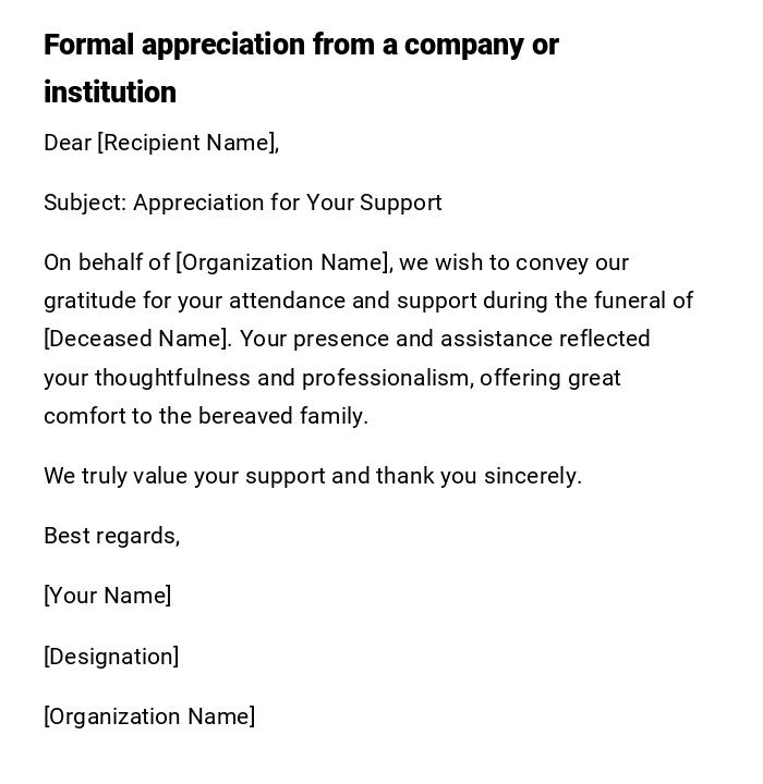 Formal appreciation from a company or institution Formal appreciation from a company or institution
