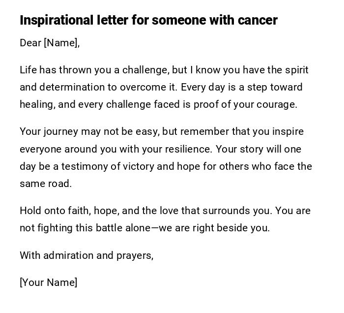 Inspirational letter for someone with cancer Inspirational letter for someone with cancer