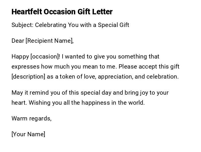 Heartfelt Occasion Gift Letter Heartfelt Occasion Gift Letter