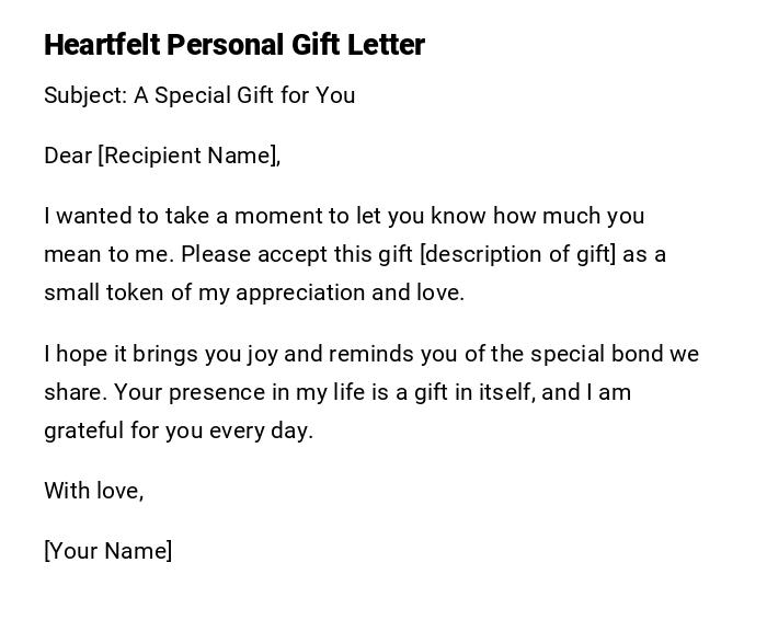 Heartfelt Personal Gift Letter Heartfelt Personal Gift Letter