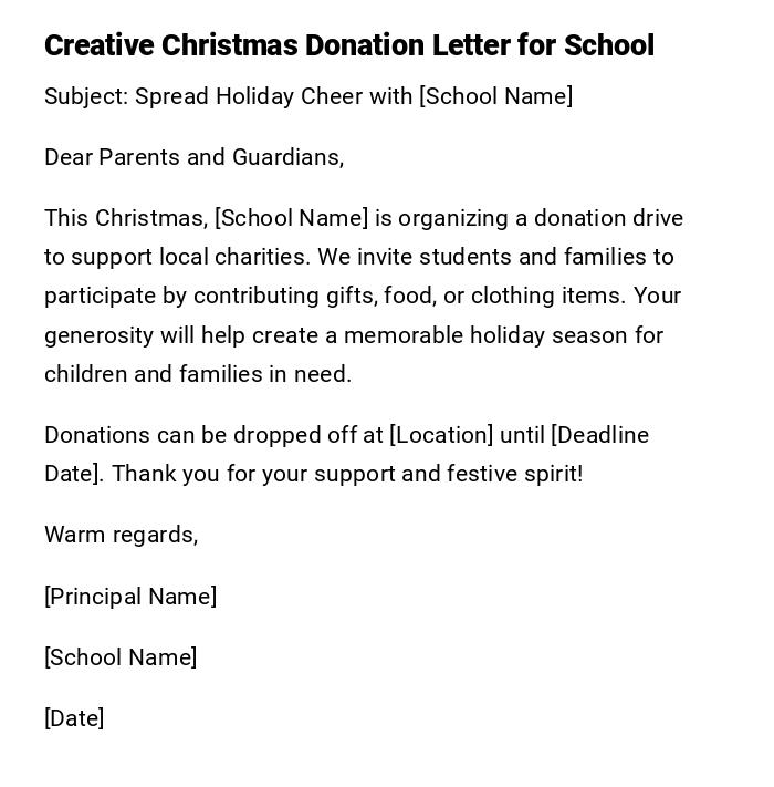 Creative Christmas Donation Letter for School Creative Christmas Donation Letter for School