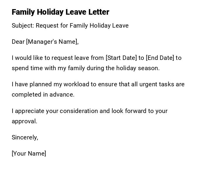 Family Holiday Leave Letter Family Holiday Leave Letter