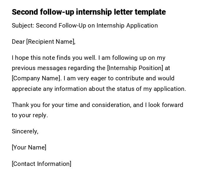 Second follow-up internship letter template Second follow-up internship letter template