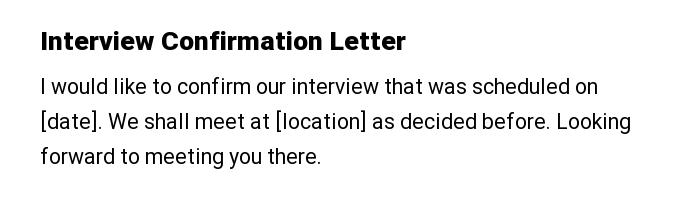 Interview Confirmation Letter