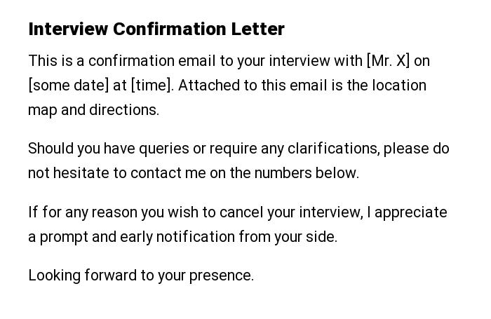 Interview Confirmation Letter