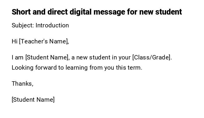 Short and direct digital message for new student Short and direct digital message for new student