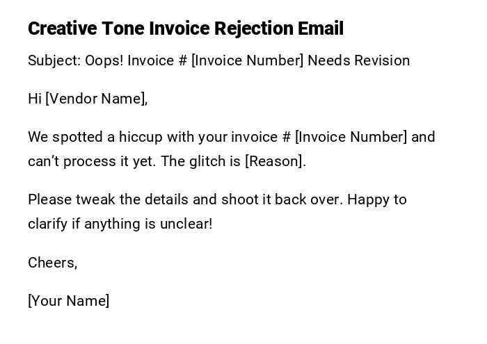 Creative Tone Invoice Rejection Email Creative Tone Invoice Rejection Email