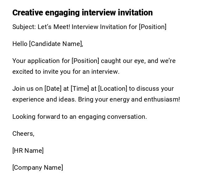 Creative engaging interview invitation Creative engaging interview invitation