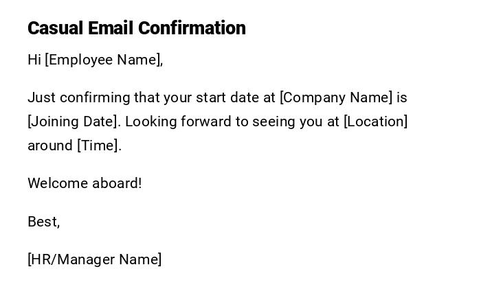 Casual Email Confirmation