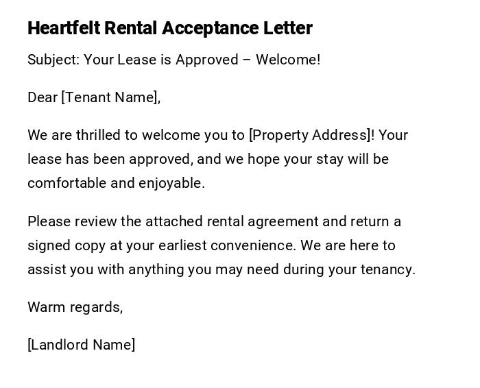 Heartfelt Rental Acceptance Letter Heartfelt Rental Acceptance Letter