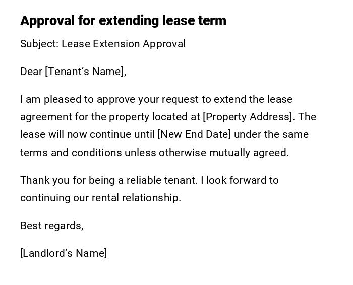 Approval for extending lease term Approval for extending lease term
