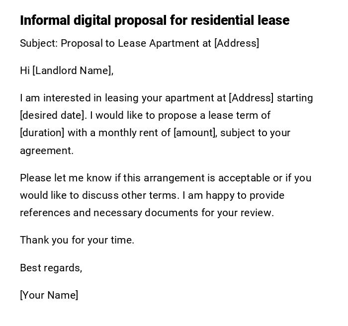 Informal digital proposal for residential lease Informal digital proposal for residential lease