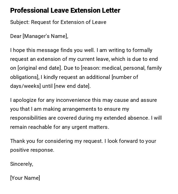 Professional Leave Extension Letter Professional Leave Extension Letter