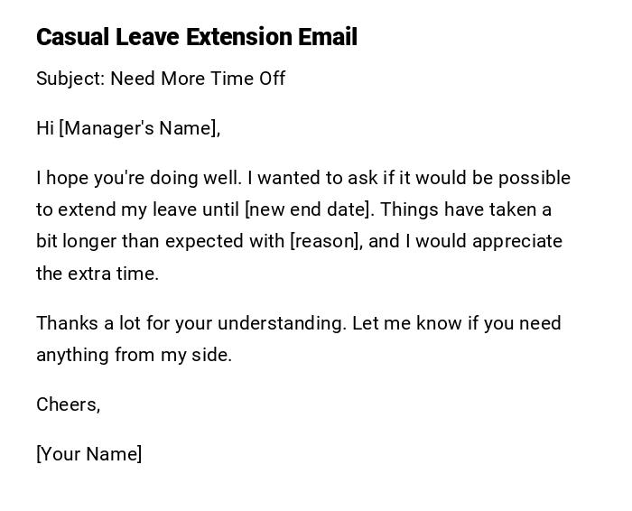 Casual Leave Extension Email Casual Leave Extension Email