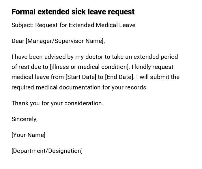 Formal extended sick leave request Formal extended sick leave request
