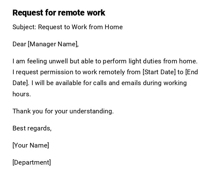Request for remote work Request for remote work