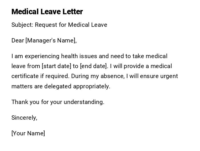 Medical Leave Letter Medical Leave Letter