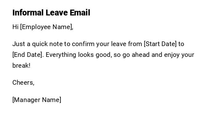 Informal Leave Email Informal Leave Email