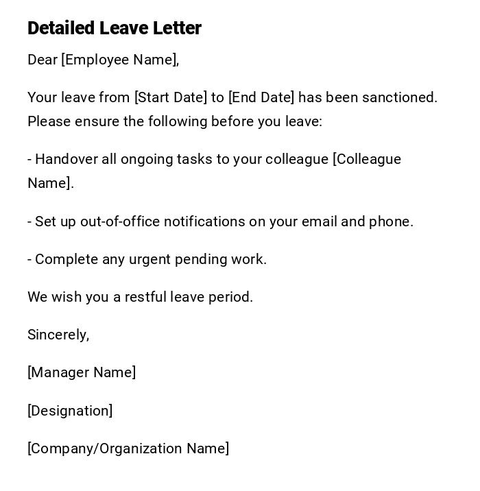 Detailed Leave Letter Detailed Leave Letter