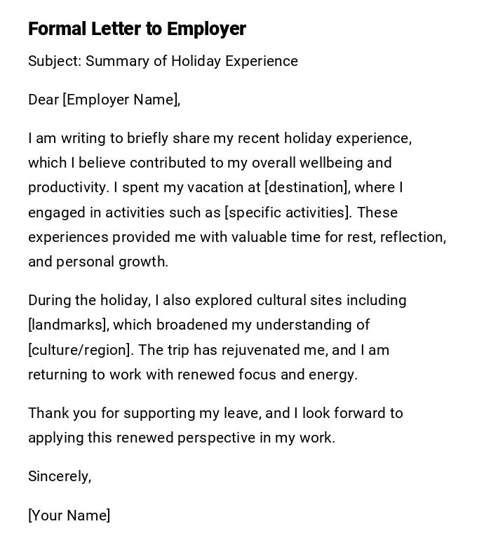 Formal Letter to Employer Formal Letter to Employer