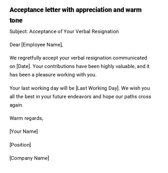 Acceptance letter with appreciation and warm tone Acceptance letter with appreciation and warm tone
