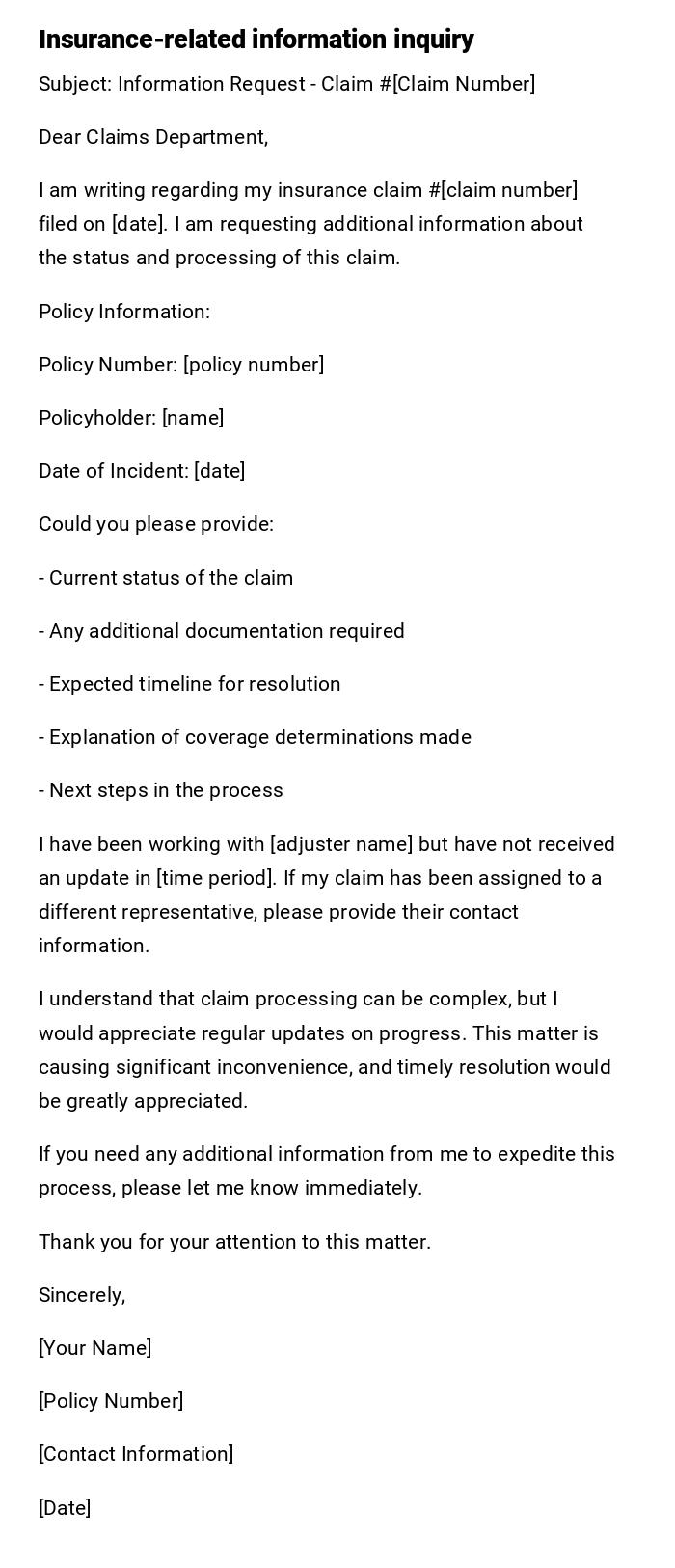 Insurance-related information inquiry Insurance-related information inquiry