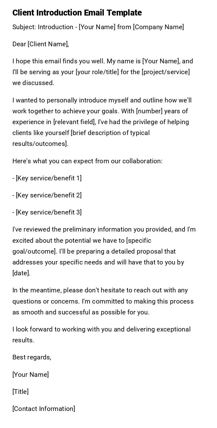 Client Introduction Email Template Client Introduction Email Template
