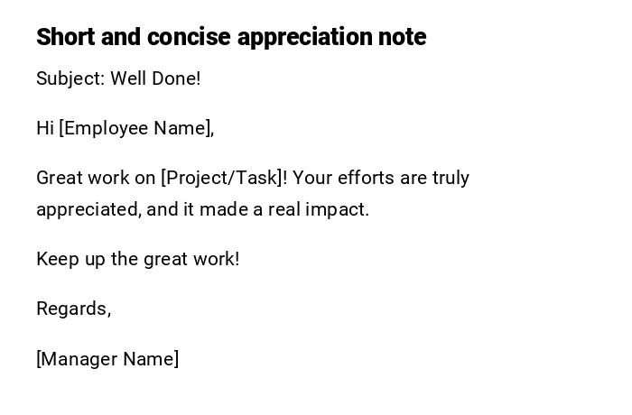 Short and concise appreciation note Short and concise appreciation note