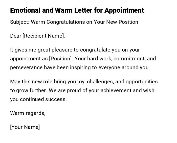 Emotional and Warm Letter for Appointment Emotional and Warm Letter for Appointment