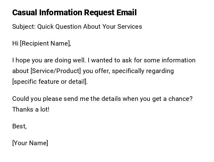 Casual Information Request Email Casual Information Request Email