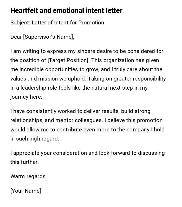 Heartfelt and emotional intent letter Heartfelt and emotional intent letter