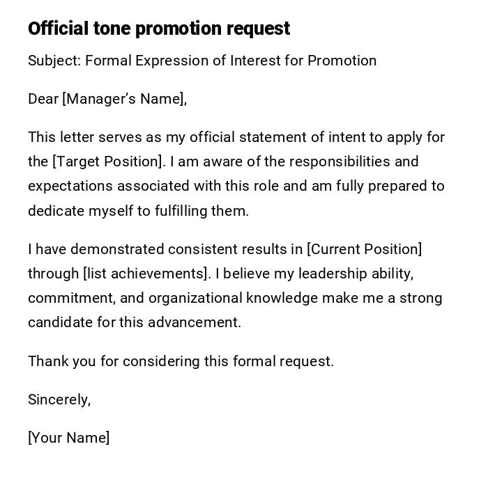Official tone promotion request Official tone promotion request