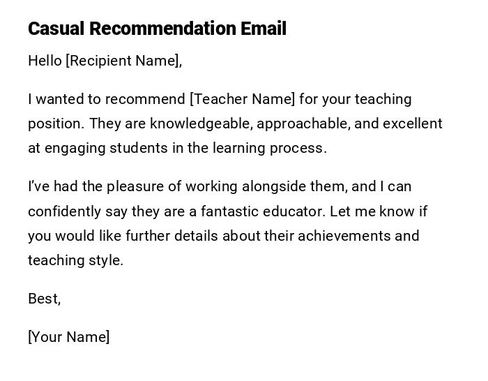 Casual Recommendation Email Casual Recommendation Email