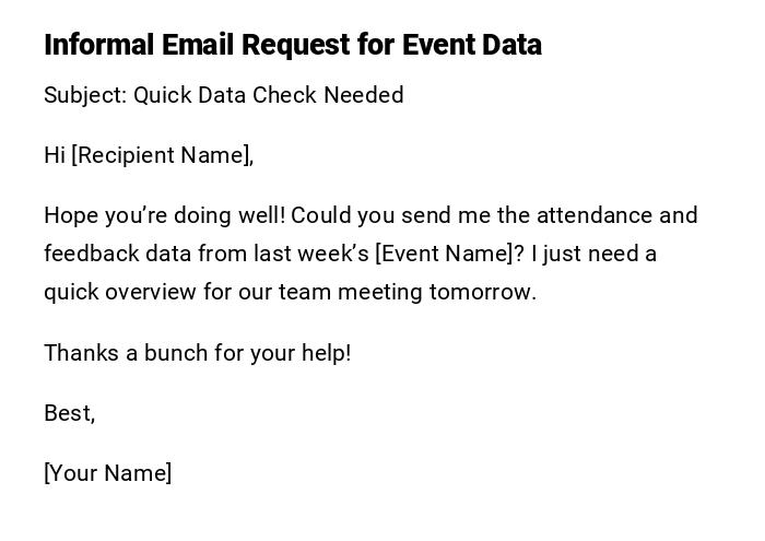 Informal Email Request for Event Data Informal Email Request for Event Data