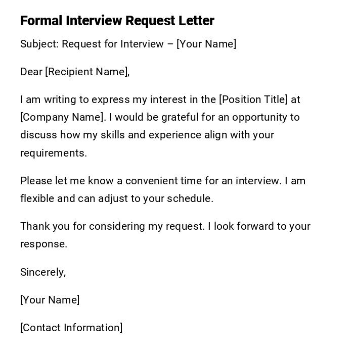 Formal Interview Request Letter