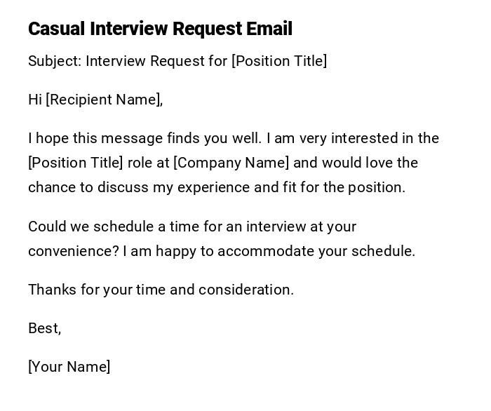 Casual Interview Request Email