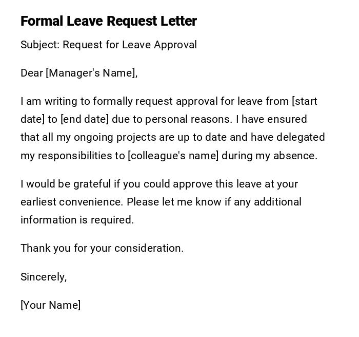Formal Leave Request Letter Formal Leave Request Letter