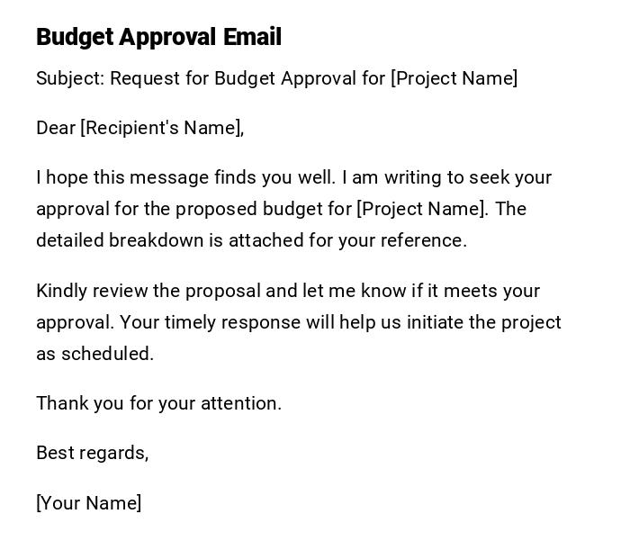 Budget Approval Email Budget Approval Email
