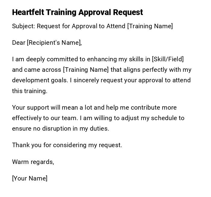 Heartfelt Training Approval Request Heartfelt Training Approval Request