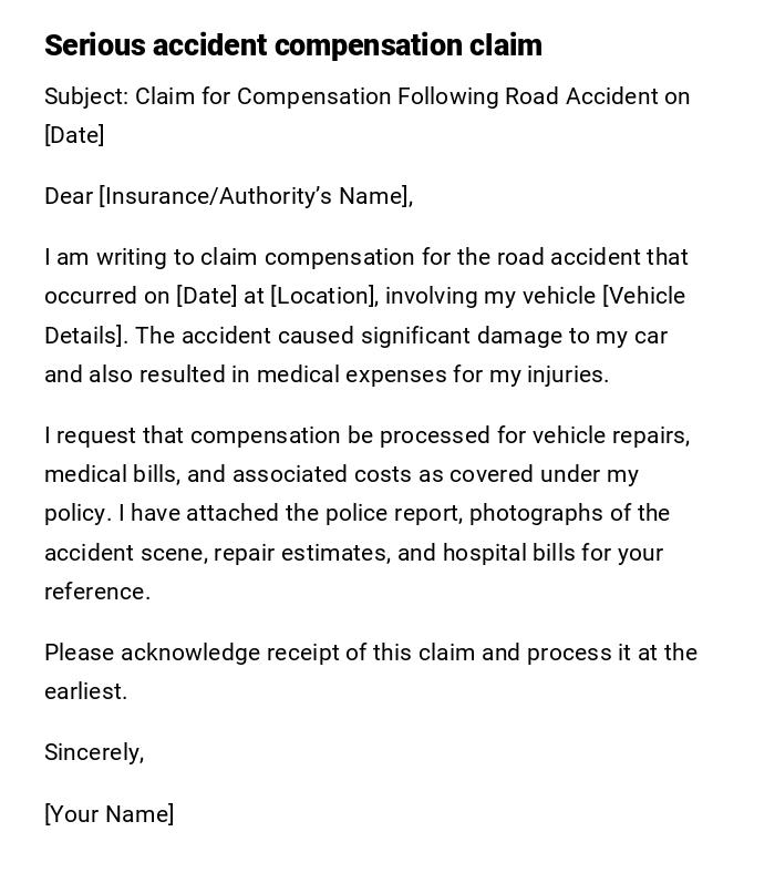 Serious accident compensation claim Serious accident compensation claim