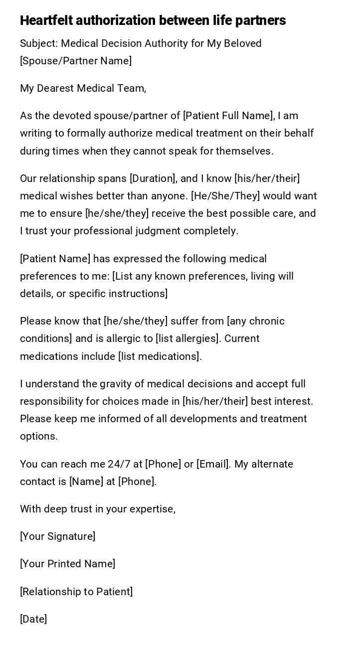 Heartfelt authorization between life partners