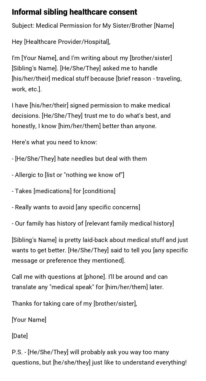 Informal sibling healthcare consent