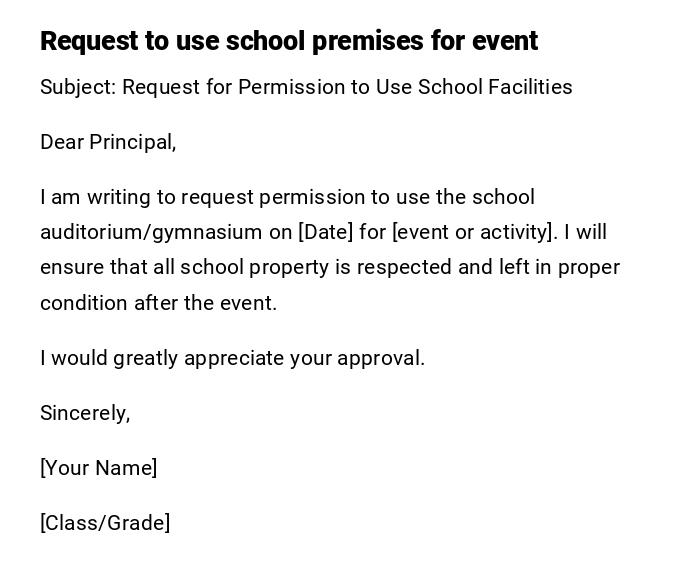 Request to use school premises for event