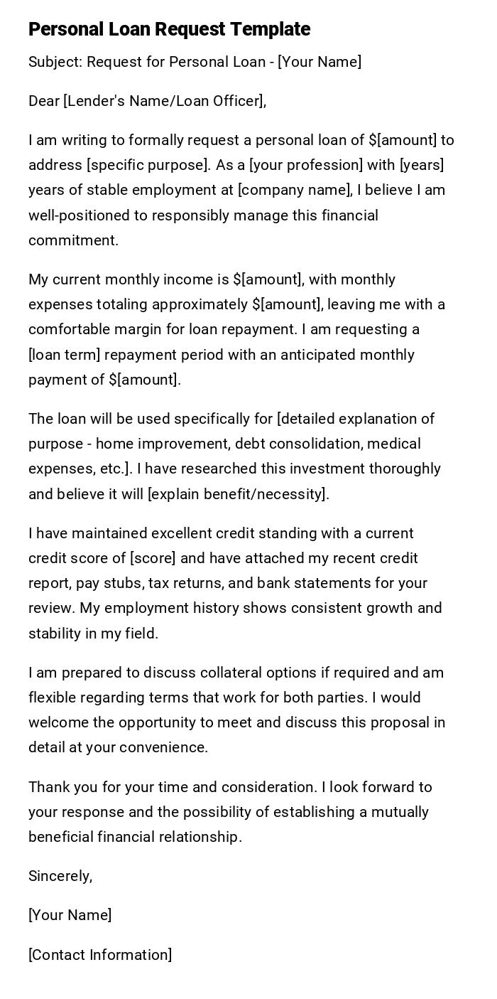 Personal Loan Request Template Personal Loan Request Template