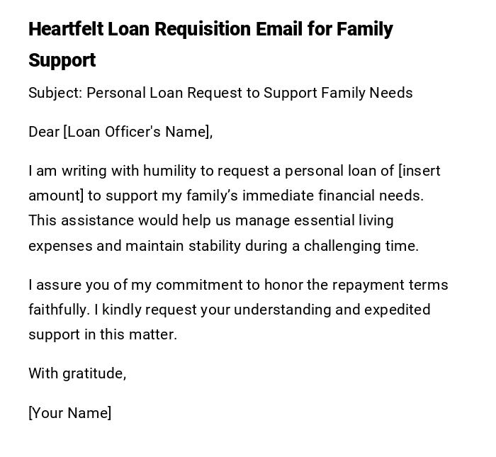 Heartfelt Loan Requisition Email for Family Support