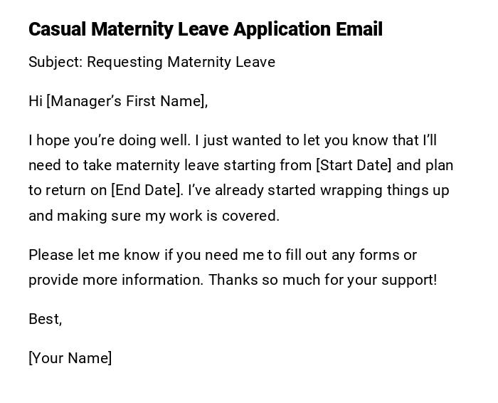Casual Maternity Leave Application Email Casual Maternity Leave Application Email